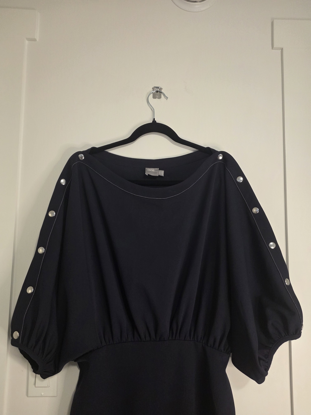 ASOS Navy Blue Batwing Tunic with Silver Button Shoulder Trim
